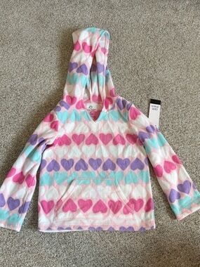 Okie Dokie fleece hoodie baby toddler pink purple size 3T NEW hearts